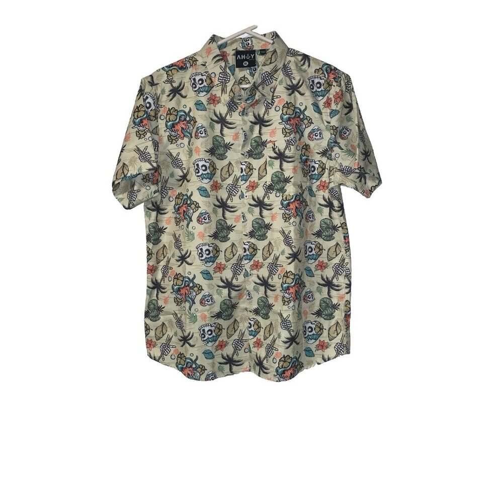 Ahoy Surf Co. Men’s XL Short Sleeve Front Pocket Button Front Skull Shirt